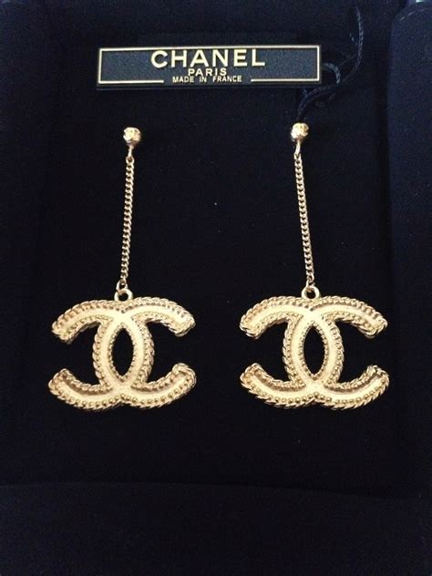 chanel metal chain earrings|chanel earrings official site.